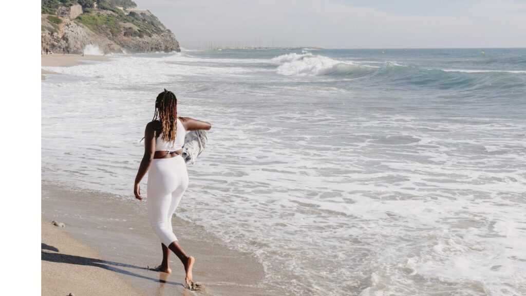 Woman Relaxed Beach Walking